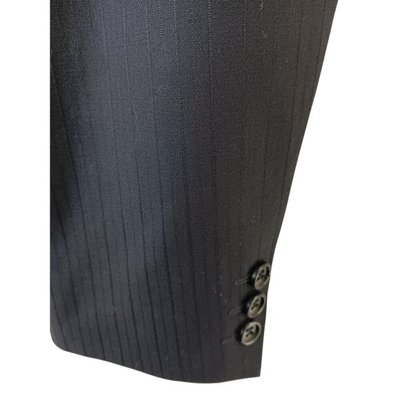 Cecil Gee Navy Blue Blazer Jacket 48 Made in Switzerland Viscose Pinstripe Hole - Picture 12 of 16